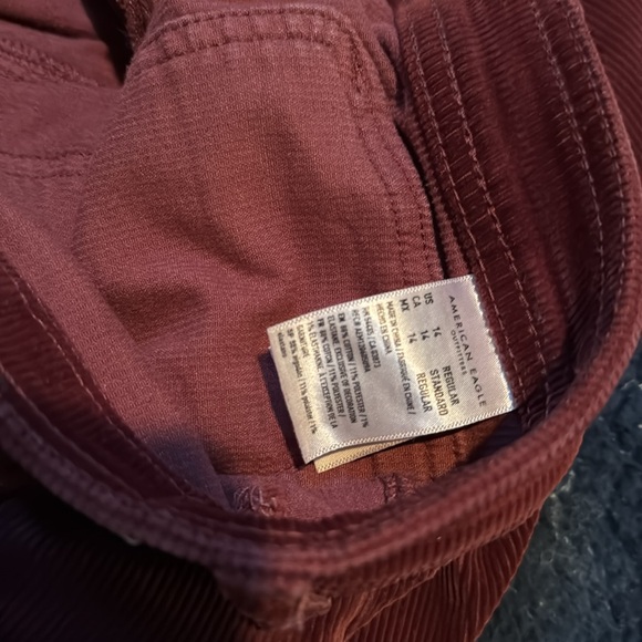 AMERICAN EAGLE OUTFITTERS BURGUNDY CORDUROY SUPER STRETCH JEGGING PANTS - SZ 114 - Picture 5 of 5